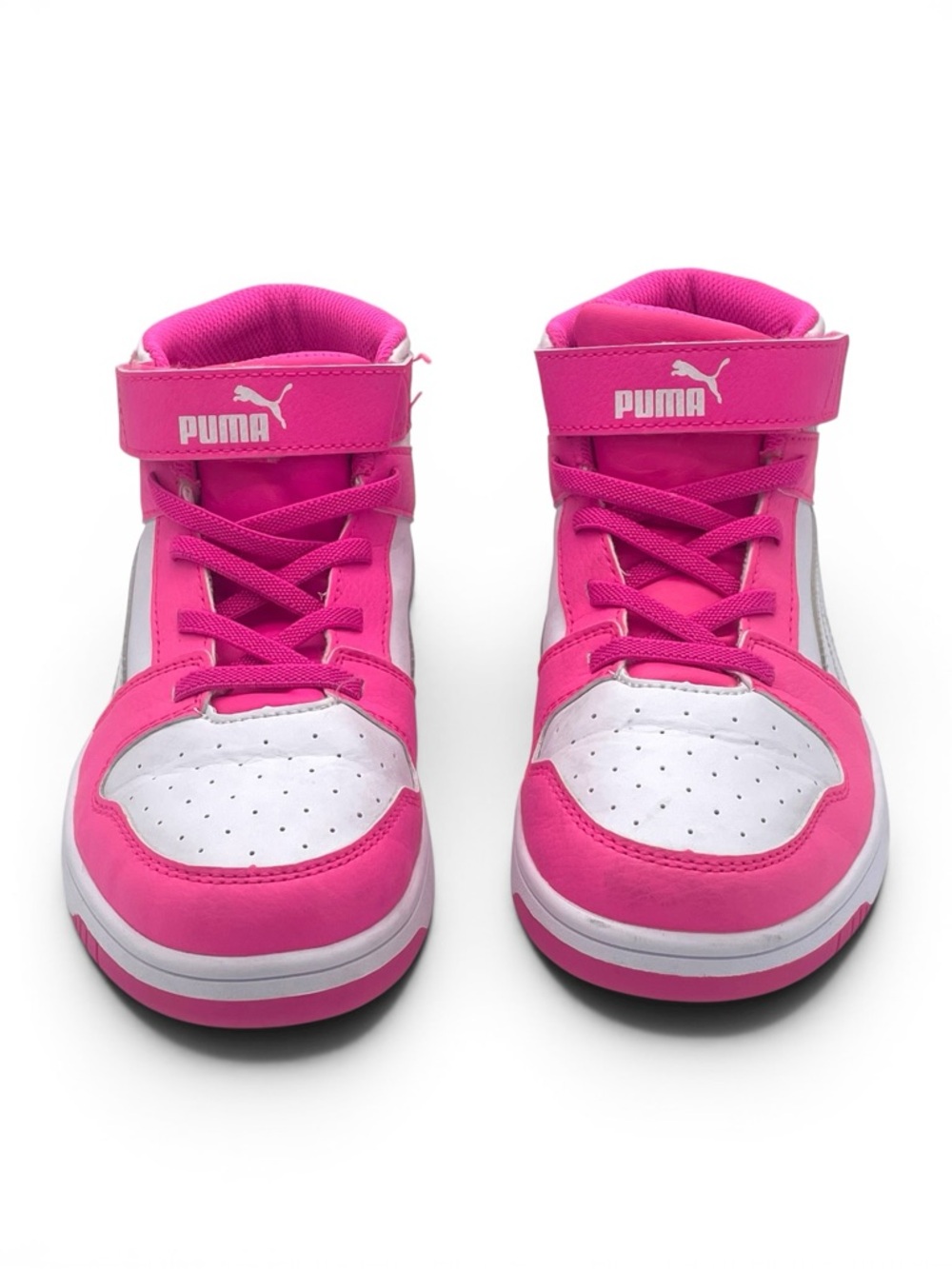 Puma Kids Pink High Top Sneakers Iridescent Size 2C - Picture 4 of 9
